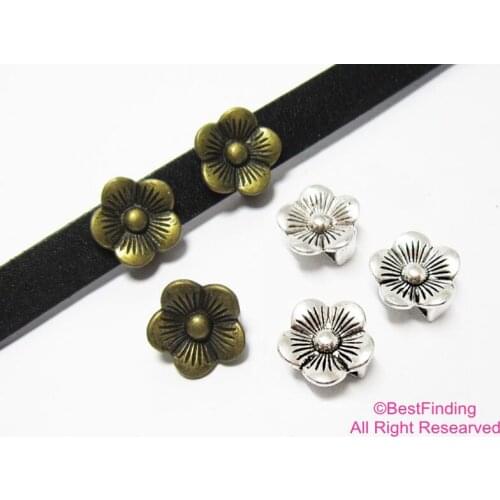 10mm leather findings 10x2mm sakura shape leather sliders -FF80