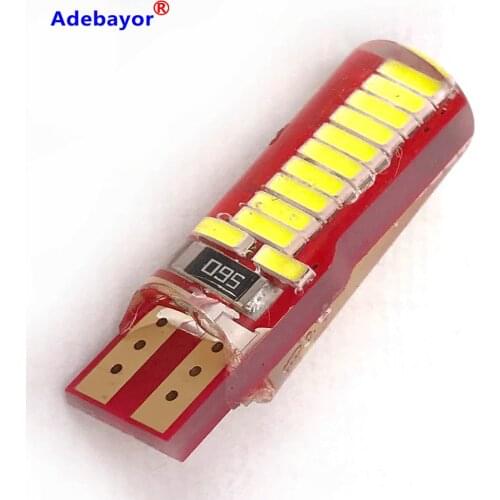 100PCS T10 194 W5w Led Canbus 4014 24 SMD SILICA Super Bright LED Light Bulbs Wedge Bulbs 12V DC Bidirectional Light White