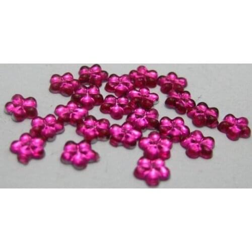 1000 Hot pink Acrylic FlatBack Mini Flower Gems Rhinestones 6mm