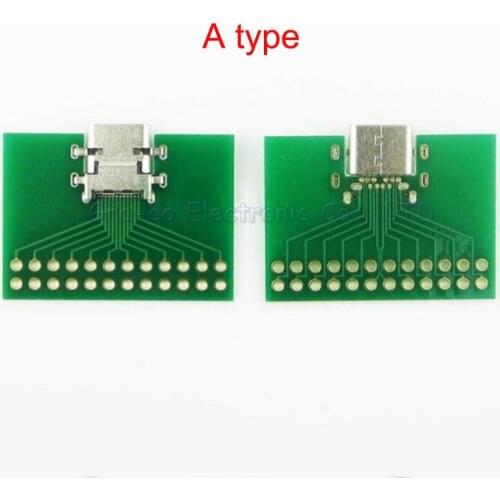 2pcs/lot USB 3.1 with PCB board TYPE-C connector 24P Test board Female Connector