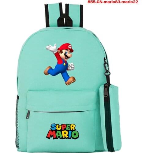 2pcs Super Mario Printed Backpack with Pencil Case Suit Mario Bros Student School Bag Fashion Cartoons Travel Bag Breathable