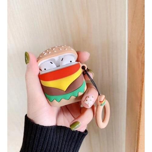 200pcs/lot Fun Cartoon French Fries Wireless For Airpods Eaphone Charging Box Case Couples Soft TPU Cover Cases With The Ring
