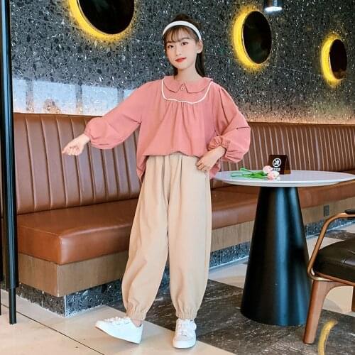 2021 Girl Clothes Suits Spring Autumn Long Sleeve Shirts and Pants 2 Pcs Set Boutique Kids Clothing Sets for 3-14Y Children
