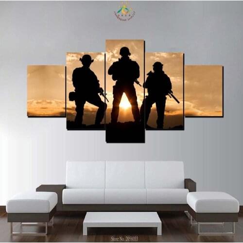 3-4-5 Piece Solider In the Sunset Canvas Art Wall Pictures Canvas Prints Artwork Home Decoration for Wall Pictures Living Room