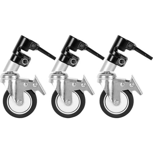 3pcs Photo Studio Swivel Casters Wheels with 25mm Diameter Mounting Holes for Video Photography C Stand Tripod Rubber Wheels