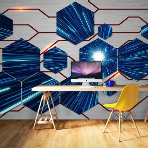 3D science fiction VR Museum E-sports hotel decoration wall mural game hall cyber cafe technology wallpaper papel DE parede