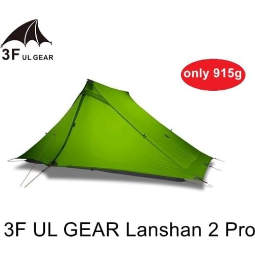 3F UL Gear Lanshan 2 Pro 2P Camping Tent 3-Season 20D Double-sided Silicon Coated upgrade new Silnylon No Pole Ultralight