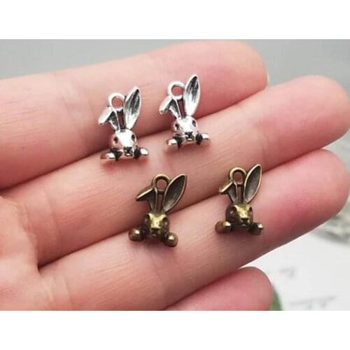 40pcs/lot--15x10mm, rabbit cham,Antique silver plated/bronze plated rabbit head charms,DIY supplies, Jewelry accessories