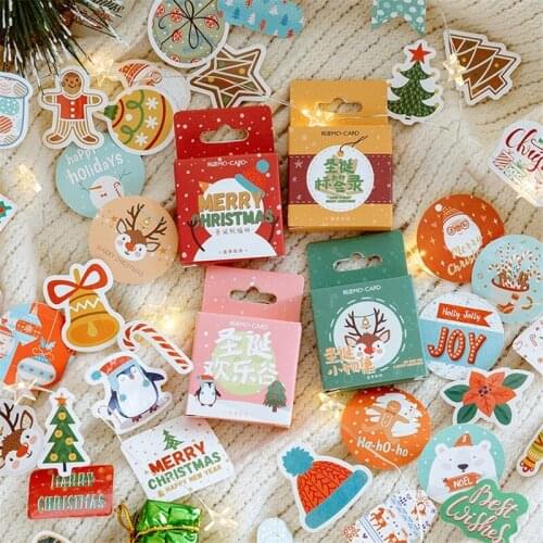 45pcs/set New Christmas Tree Festival Decorative Sticker Creative Scrapbooking Adhesive Stickers Diary Albums Stationery