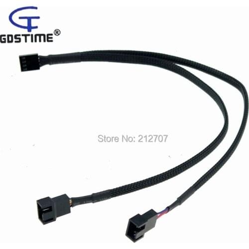 50pcs/lot 4Pin Female Y-Splitter to 4 Pin/3 Pin Male Mainboard Power Cable Adapter PC Computer Case Fan Connect Wire