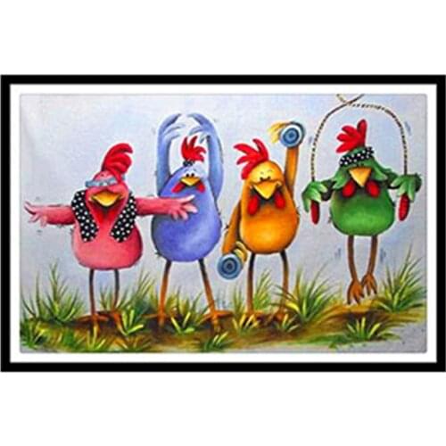 5D DIY Full Round Diamond Painting Animal Four Lovely Chickens 3D Embroidery Cross Stitch Rhinestone Mosaic Home Decor Art Y1178