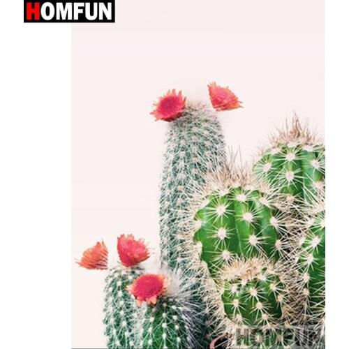 HOMFUN "Cactus flower" Diamond Painting 5D Full Square/Round Drill Home Decor DIY Diamond Embroidery Cross Stitch A26151