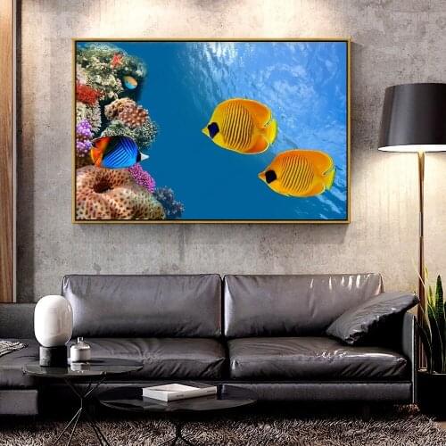 Artcozy Oil Canvas Painting Fish_Underwater_world_Animals For Home Decoration Wall Art