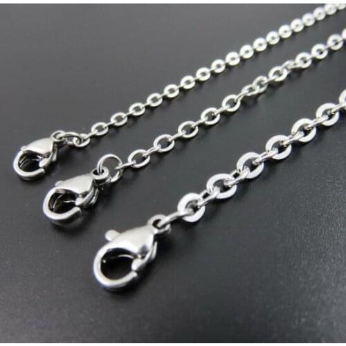 One dozen 12pcs Lot of Stainless steel 1.5/2/2.3/3/4/4.5mm Flat Cable Rolo chain necklace 16''-32'' in bulk