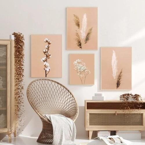 Nordic Pink Flowers Fujiman Picture Bedroom Living Room Printing Poster Plant Home Wall Warm Color Art Decor Canvas Painting