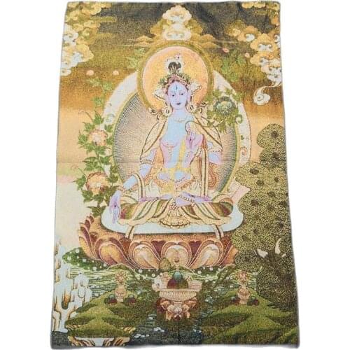 China old Tibet silk Thangka like hanging painting fengshui White Tara Buddha portrait