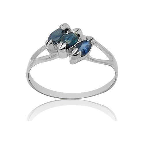 CoLife Jewelry Three Gemstone Ring for Party 2.5mm*5mm 100% Natural Sapphire Silver Ring 925 Sterling Silver Sapphire Ring