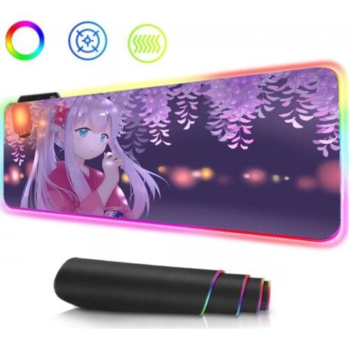 Pink Cute Girl Rgb Gamer Girl Computer Pad Gaming Setup Kawalili Gaming Accessories LED Computer Notebook Backlit Mat Mousepad