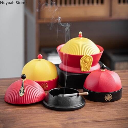 Creative Hat Ashtray with Lid Living Room Anti Fly Ash Personalized Storage Box Light Luxury Home Decoration Accessories