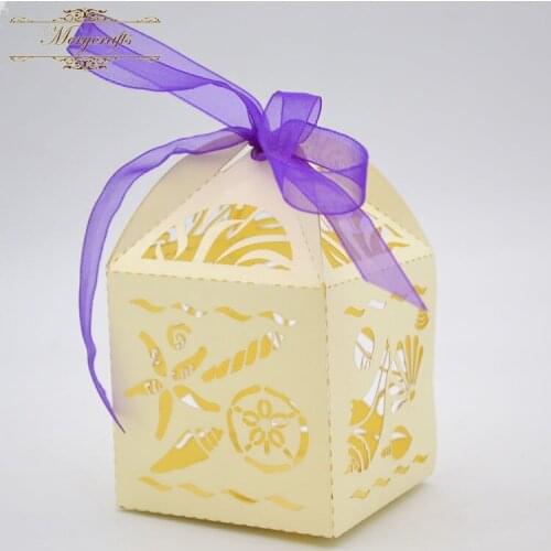 Laser cut shell design party gifts birthday decoration item favor box