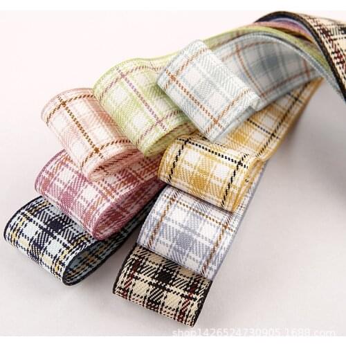 5yards Grid Printed Polyester Ribbon for diy Hairwear Bows Gifts Flowers Packaging Ribbons Bag Clothing Accessories