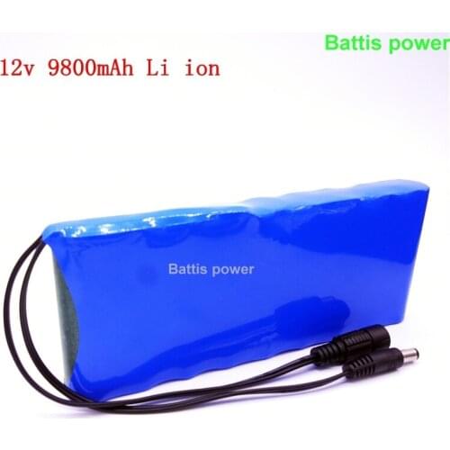 Lithium battery pack 12v 9800mAh 18650 11.1V li-ion battery for camera Childrens toy car Hernia lamp +12.6v 1A Charger