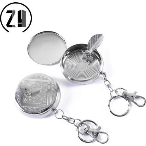 1pc Mini Metal Ashtray Keychain Stainless Steel Cigarette Cigar Portable Ash Tray Smoking Weed Outdoor
