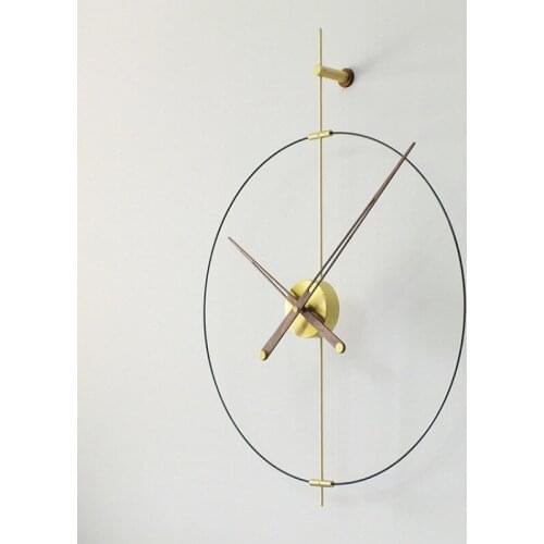 Nordic creative wall clock black walnut large pointer mute simple personality net red wall clock indoor home decoration