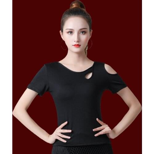 New 2020 Latin Dance Clothes Top For Women Dancers Half-sleeve Cutout Sexy Costume Ballroom Flamengo Practice Performance Wear