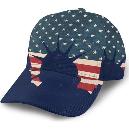 2021 New Baseball Cap Fishing Caps Men Outdoor Hunting Hat Hiking Hat Statue Liberty Silhouette Vintage USA Flag