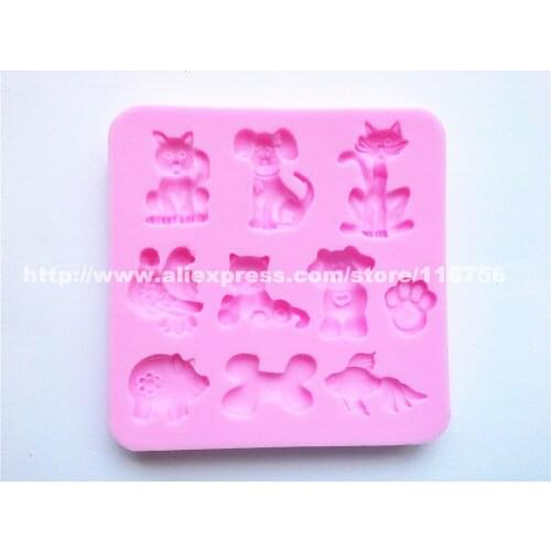 New! Free Shipping Dog & Bone Shaped Silicone Mold Cake Decoration Fondant Cake 3D Food Grade Silicone Mould 150