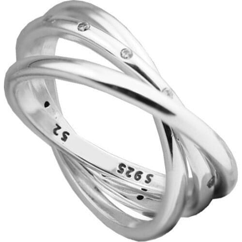 New Swirling Symmetry Rings for Women 925 Sterling Silver Jewelry Women Rings Clear CZ Crystal Jewelry Girls Rings Wholesales