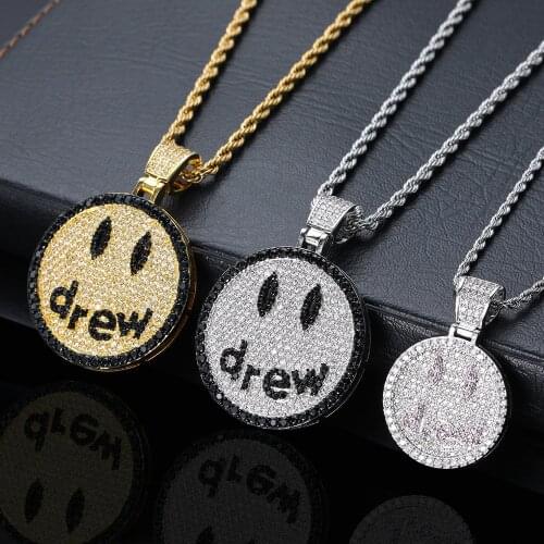 Fashion Hip Hop Long Chain Necklace for Women Men Iced Out Jewelry Smiley Series Chain Necklace Punk Necklaces Jewelry