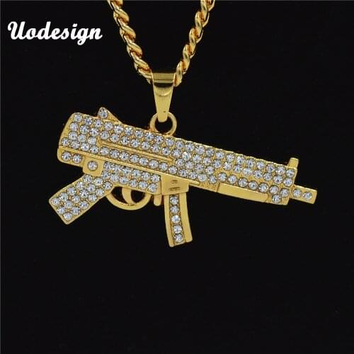 Uodesign Hip Hop AK47 Necklace Pendant Women Men Jewelry Wholesale kolye Gold Color Gun Necklace with Hiphop Chain