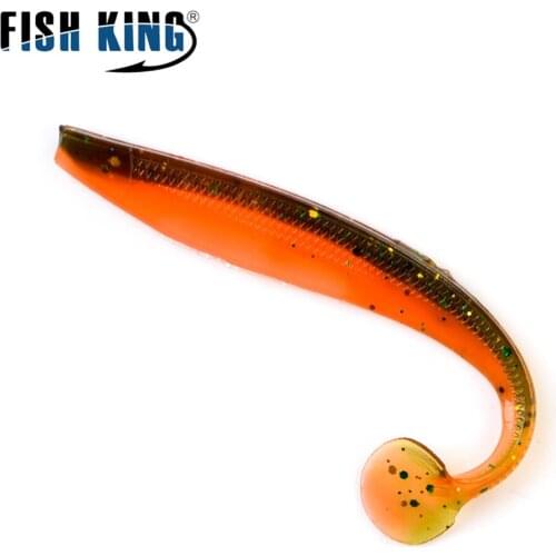 FISH KING 9/12/16cm Worm Silicone Bait Soft Fishing Lure T Tail 4-5pcs Smell Jigging Artificial Fishing Bait For Bass Wobblers