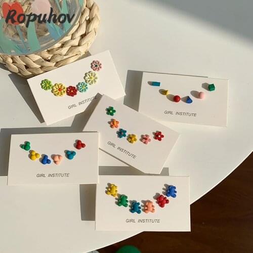 Ropuhov 2021 New Fashion Jewelry for Women Gift Earrings Set Cute Candy Sweet Stud Luxury Jewelry Korean Wholesale
