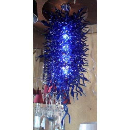 Luxury Large Cobalt Blue Lamps Handcraft Blown Glass Chandelier Lighting