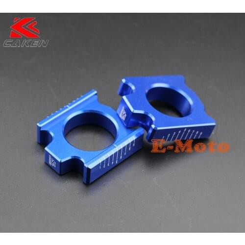 Blue CNC Billet Aluminum Rear Chain Adjuster Axle Blocks Fit CR 125 250R CRF 250R 250X 450R 450X CRF Motorcross Dirt Bike
