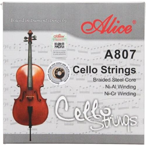 Alice A807 Cello Strings Stranded Steel Core Aluminum Alloy Wound Silver Wound Nickel-Plated Ball-End