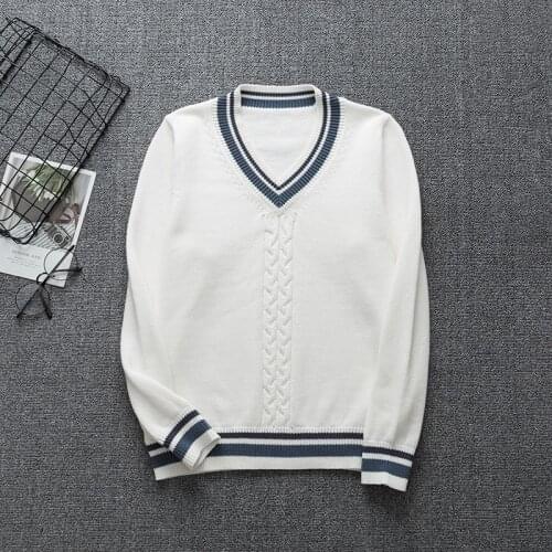 Women And Men V-neck Pure Cotton Sweaters Jacket Japanese And Korea School Uniforms Knitting Long Sleeve Students Girls And Boys