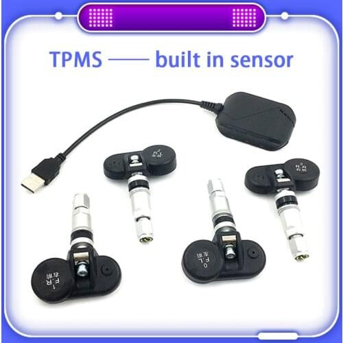 USB TPMS tire pressure monitoring system 4 tire internal sensors temperature alarm Android navigation player