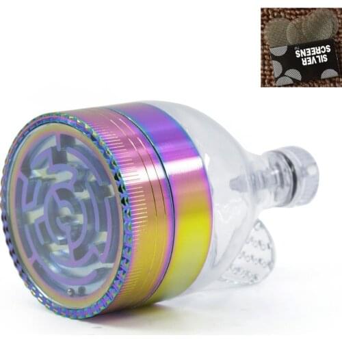 Hot 3 layer 63x98mm ice blue funnel style maze metal material smoking herbal grinder tobacco cigarette Accessories