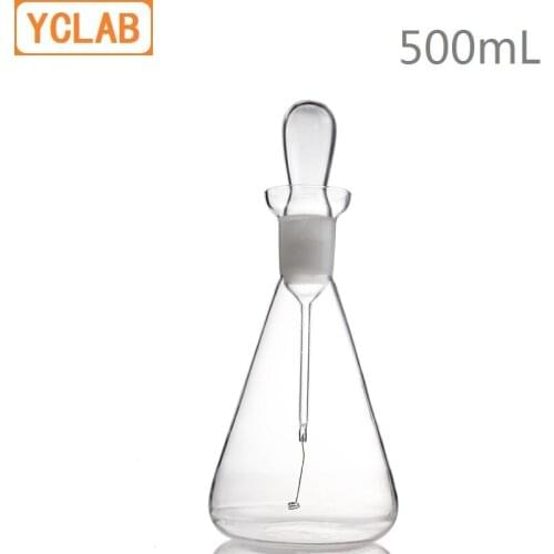 YCLAB 500mL Oxygen Combustion Flask Quartz with 0.7*100mm Platinum Gold Wire Erlenmeyer Conical Triangle