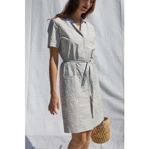 Women Dress 2020 Spring and Summer New V-neck Floral Print Mini Dress Women