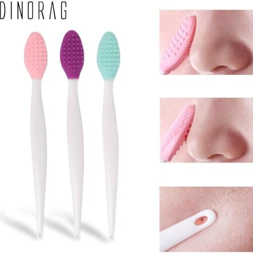 1Pcs Silicone Nose Brush Soft Double-sided Brush Head Deep Clean Nose Cleaning Blackhead Brush Facial Beauty Clean Tool