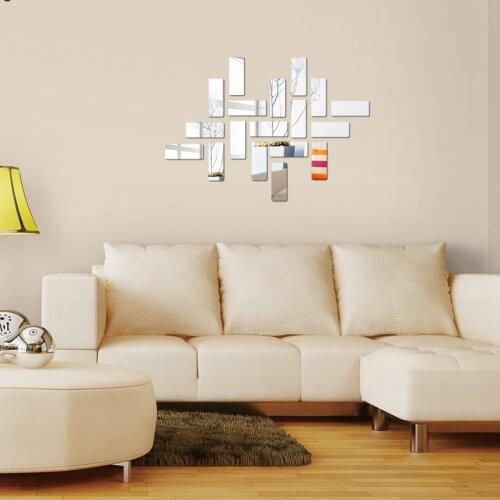 18PCS Removable Fashion Mirror Brick Wall Sticker Decal Self Adhesive Home Room Art Decor Mirror Stickers Home Decor