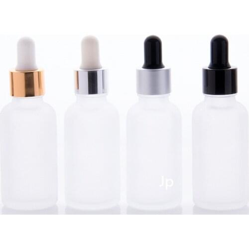 200pcs 15ml 20ml 30ml Refillable Cylinder Frost Glass Pipette Dropper Bottle 1oz cylinderical Glass Drop Container Essential Oil