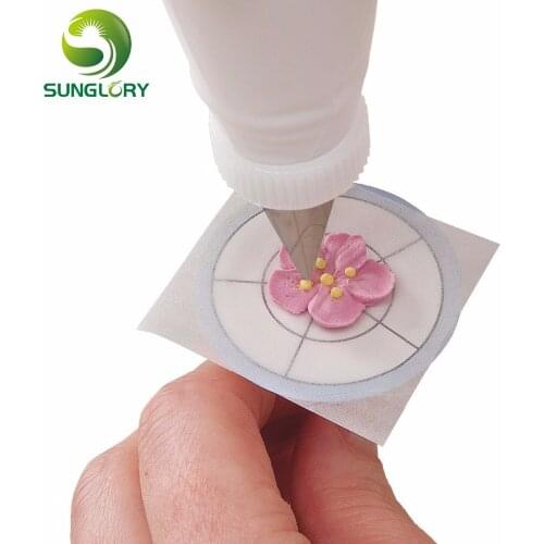 24PCS Stick-On Flower Nail Templates Blossom Piping Stickers Pastry Paper Mold Daffodils Apple Blossoms Primroses Violets Roses