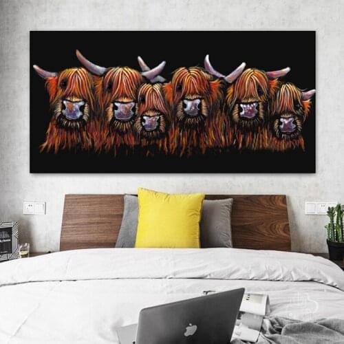 5D Diy Diamond Painting cartoon color Highland Cow Full Square round Rhinestone Drill Embroidery Mosaic cattle art DecorZP-3618