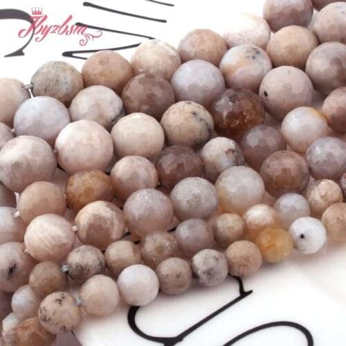 6 8 10mm Faceted Round Raw Fossils Ocean Jasper Loose Natural Stone Beads For Jewelry Making DIY Necklace Bracelets Strand 15"